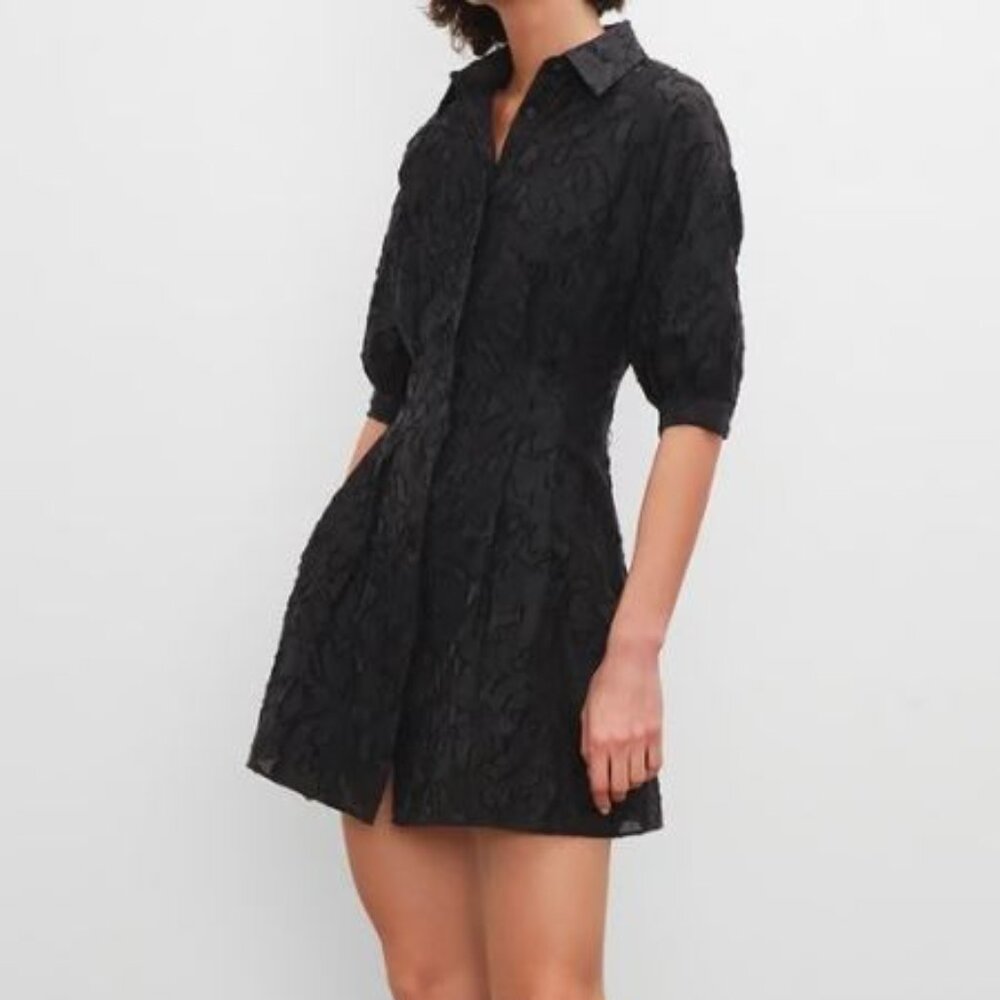 NWT Club Monaco Patterned Sculptured Sleeve Dress Black (6)